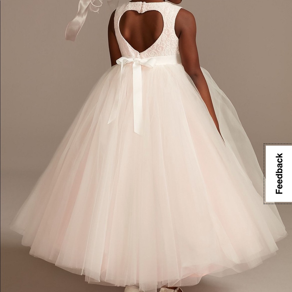 Ball gown flower girl or communion dress with heart cutout